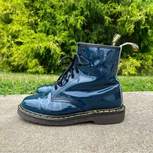Dr. Martens Blue Patten Leather Lace Up Boots, Women’s size 9